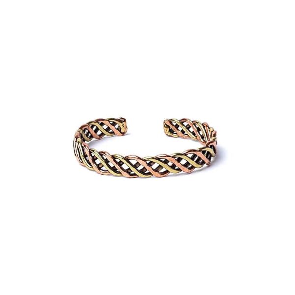 Flätat armband Brons/guldfärgad mässing, ±6,5 cm