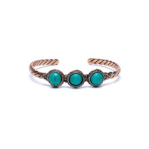 Tvinnat armband med turkosfärgade stenar, 6,5 cm