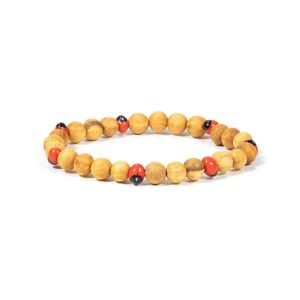 Palo Santo armband med Huayruro-pärlor elastiskt, 0,6 cm