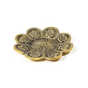 Rökelsehållare 8 lyckobringande symboler guldfärgad, 12 cm