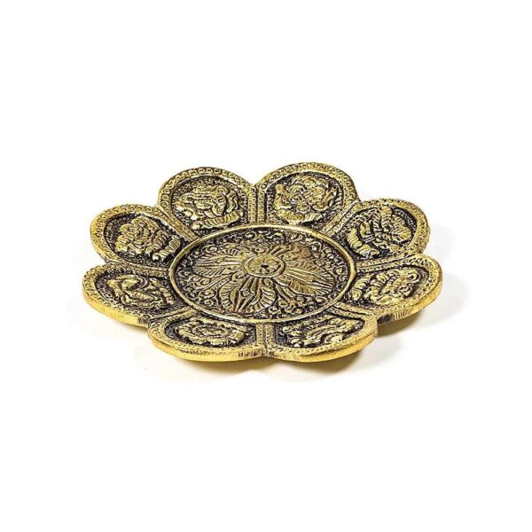 Rökelsehållare 8 lyckobringande symboler guldfärgad, 12 cm