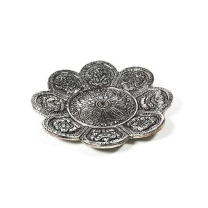 Rökelsehållare 8 lyckobringande symboler silverfärgad, 12 cm