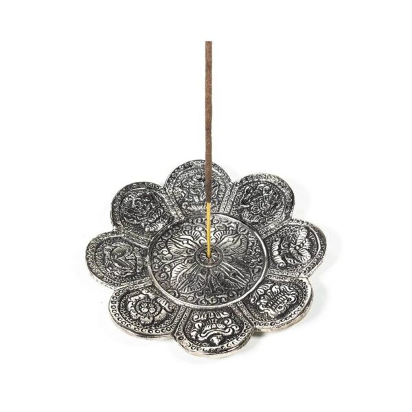 Rökelsehållare 8 lyckobringande symboler silverfärgad, 12 cm - Bild 3