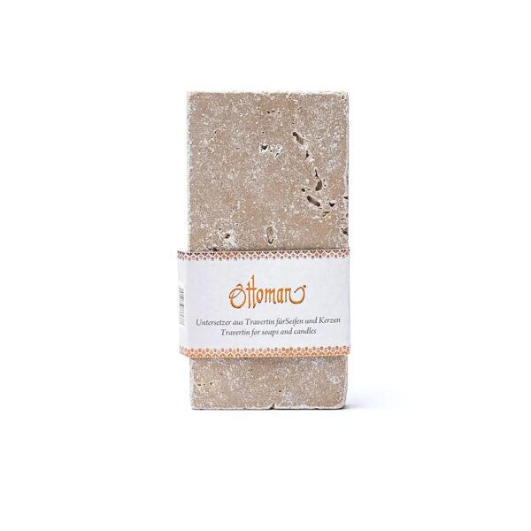 Travertin tvålhållare eller ljushållare beige – 15x7,5x1cm; 245g - Bild 2