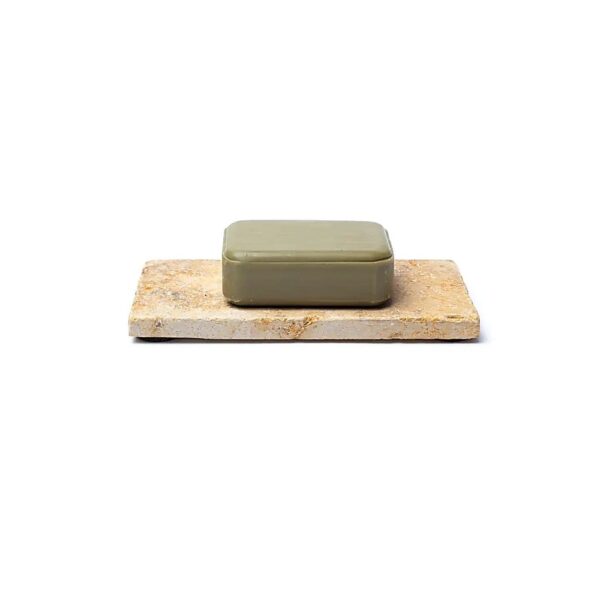 Travertin tvålhållare eller ljushållare guldfärgad – 15x7,5x1cm; 245g - Bild 3