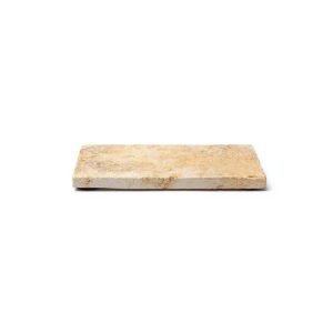 Travertin tvålhållare eller ljushållare guldfärgad – 15x7,5x1cm; 245g