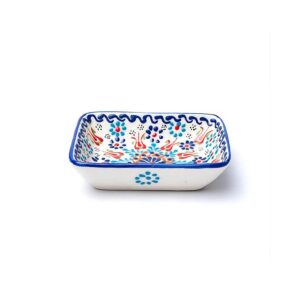 Handgjord kermisk tvålhållare röd vit blå, 13x9x3,5cm; 195g