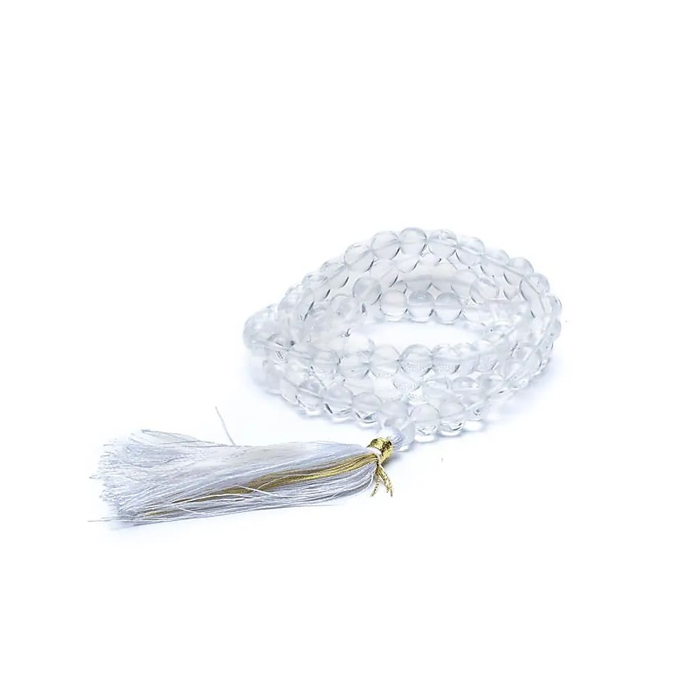 Mala Bergkristall vit tofs 108 pärlor + påse, 0,8 cm