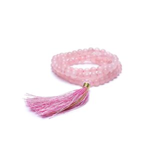 Mala Rosenkvarts AA-kvalitet 108 pärlor + brokadpåse, 0,6 cm