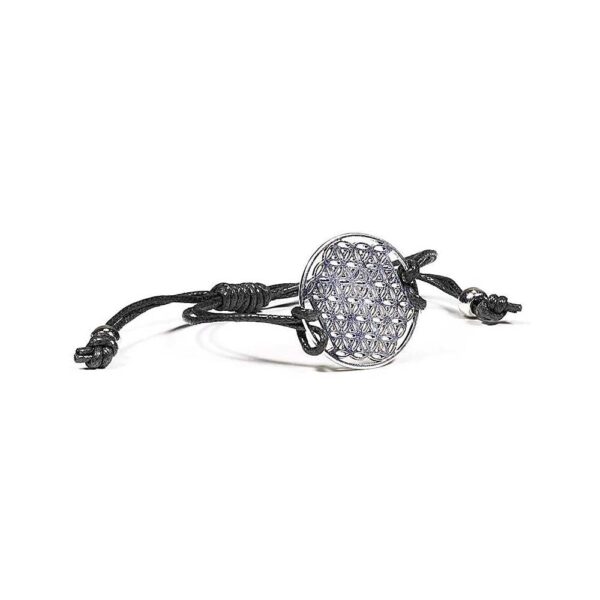 Armband Livets blomma svart justerbart, ±5,5-8,5 cm