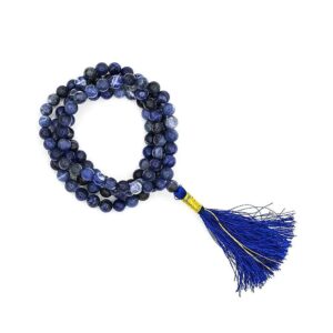 Mala Sodalit AA-kvalitet 108 pärlor + brokadpåse, 0,6 cm