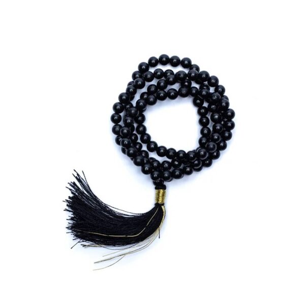 Mala Shungit AA-kvalitet 108 pärlor + brokadpåse, 0,6 cm - Bild 2