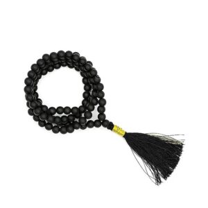 Mala Shungit AA-kvalitet 108 pärlor + brokadpåse, 0,8 cm
