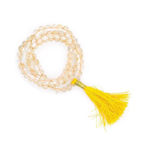 Mala Citrin AA-kvalitet 108 pärlor + brokadpåse, 0,6 cm