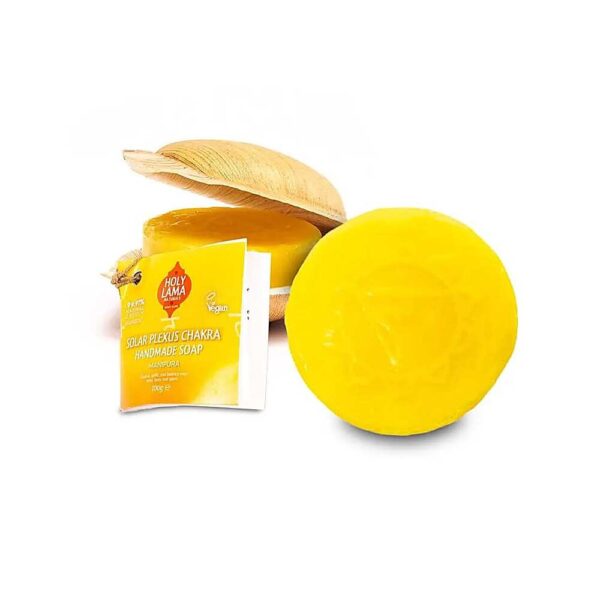 Holy Lama tvål solar plexus chakra i palmblad, 100 g