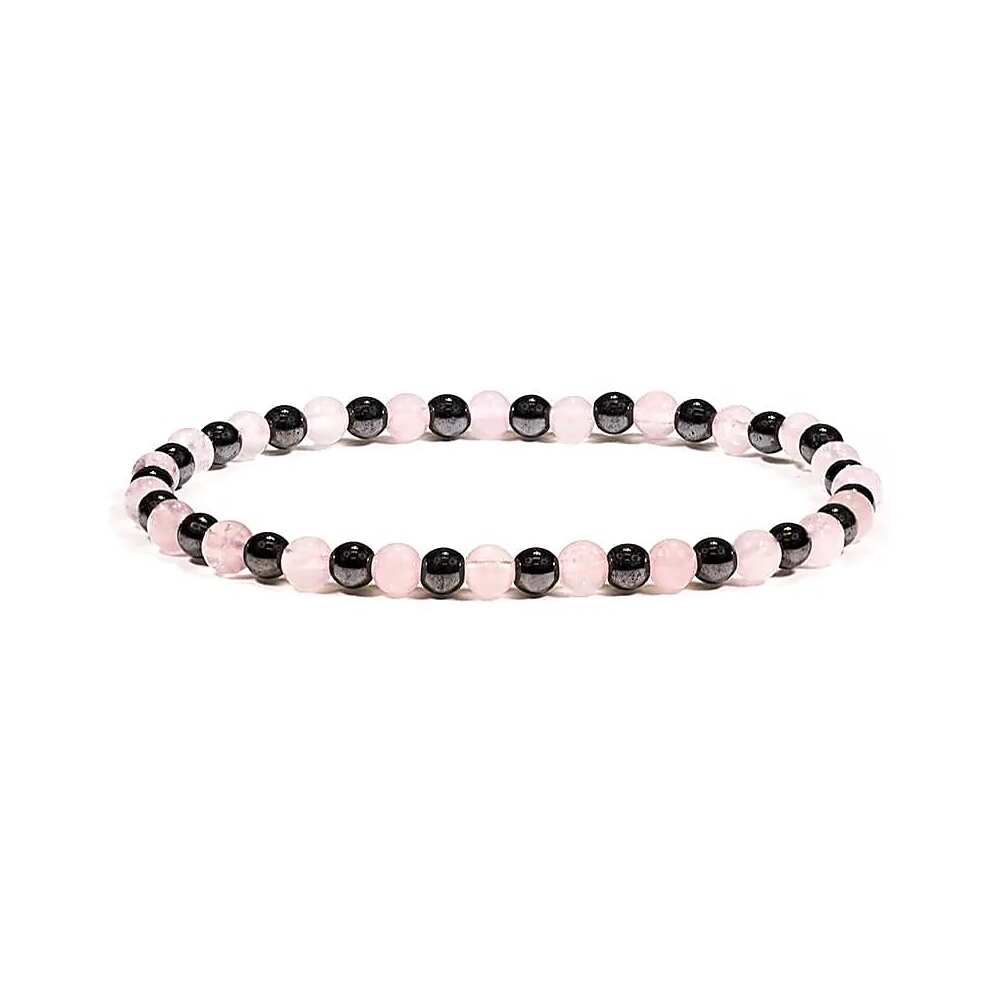 Armband hematit/rosenkvarts, 4 mm