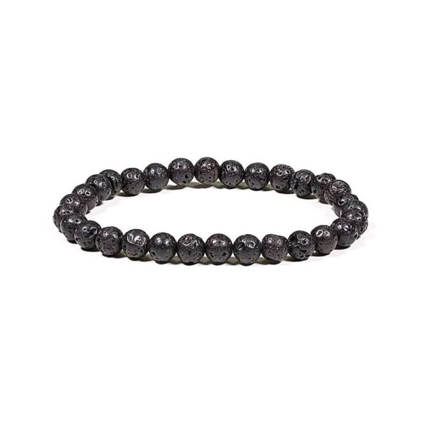 Armband svart lavasten, 7 mm