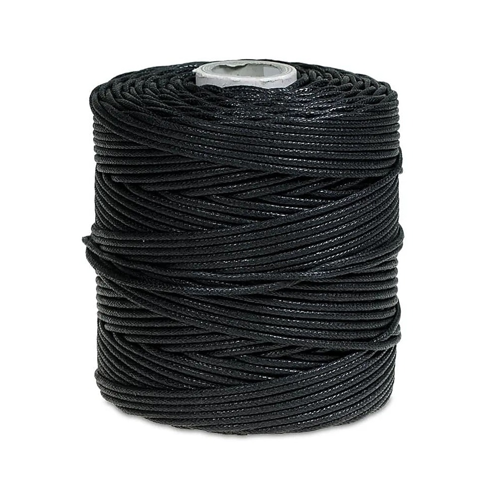 Bomullsvaxsnöre svart 100 meter, 0,15 cm