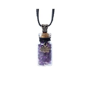 Glaspresentflaska med rem, ametist och lotus, 3,6 cm