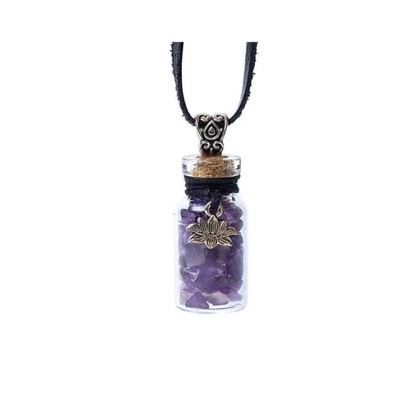 Glaspresentflaska med rem, ametist och lotus, 3,6 cm