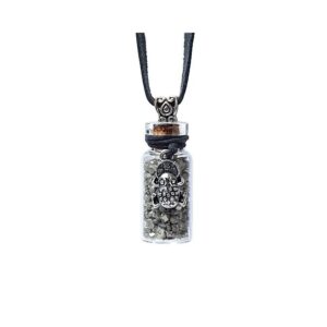 Glaspresentflaska med rem med pyrit och feng shui groda, 3,6 cm