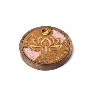Rökelsehållare för pinnar och koner Namaste rosenkvarts, 10 cm