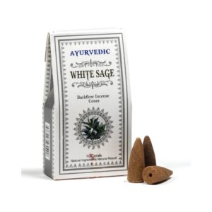 Ayurvedisk Vit Salvia backflow rökelsekoner, 30 g