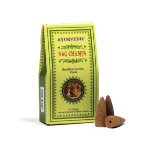 Ayurvedisk Nag Champa backflow rökelsekoner, 30 g
