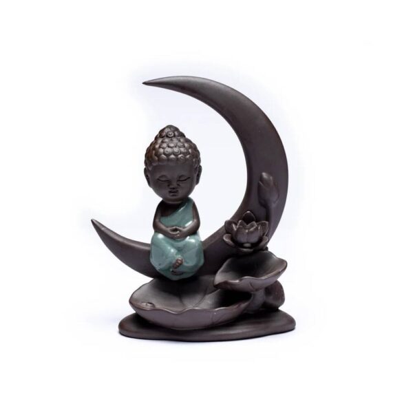 Backflow rökelsehållare Buddha på måne, 16.5x13x6cm - Bild 2