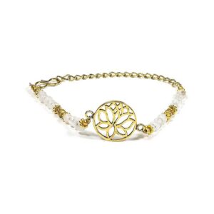 Armband med lotus och månsten, 4 mm