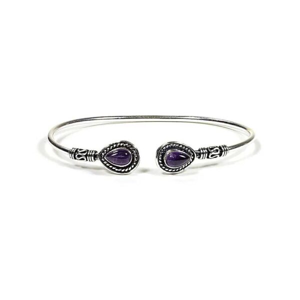 Armband bangle med ametist, smalt, 6 mm