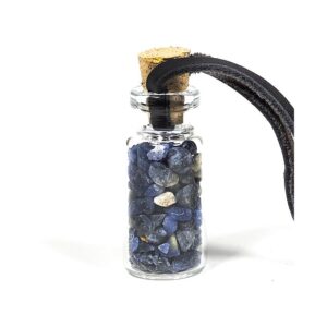 Glasflaska med rem, sodalit, 3,6 cm