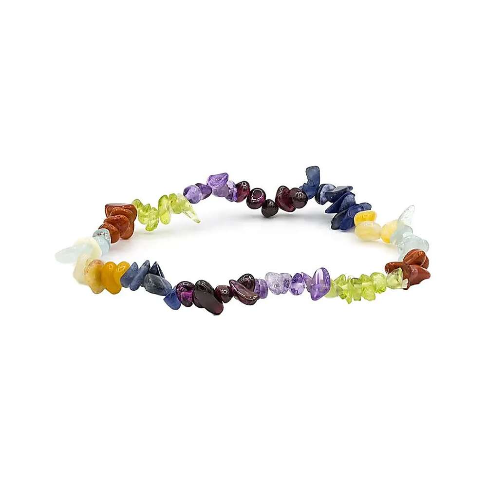 Armband 7 chakra chips elastiskt, 0,5 cm
