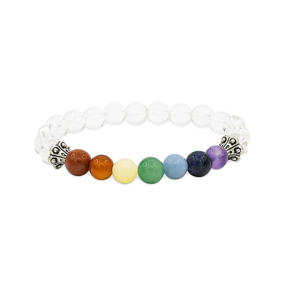 Armband chakra bergkristall elastiskt, 0,8 cm