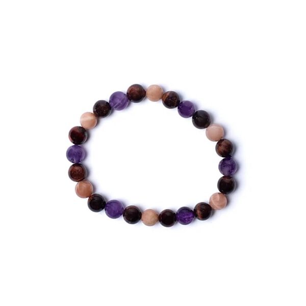 Armband med tigeröga, solsten och ametist, elastiskt, 8 mm - Bild 2