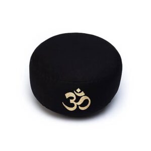 Meditationskudde svart med Aum ekologisk bomull (OCS), 33x17 cm
