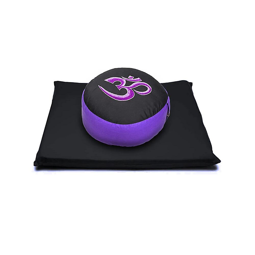 Meditationsset Aum lila/svart, 65x65x5 cm