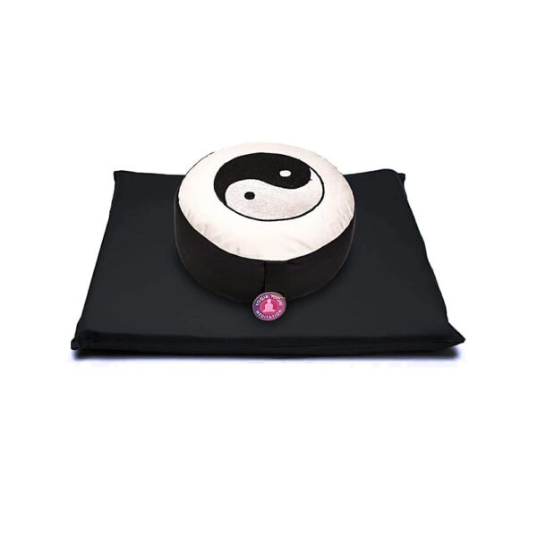 Meditationsset Yin Yang symbol elfenben/svart, 65x65x5 cm