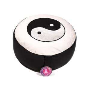 Meditationskudde Yin Yang svart/elfenben, 33x17 cm