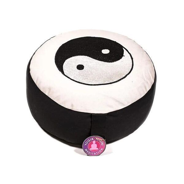 Meditationskudde Yin Yang svart/elfenben, 33x17 cm
