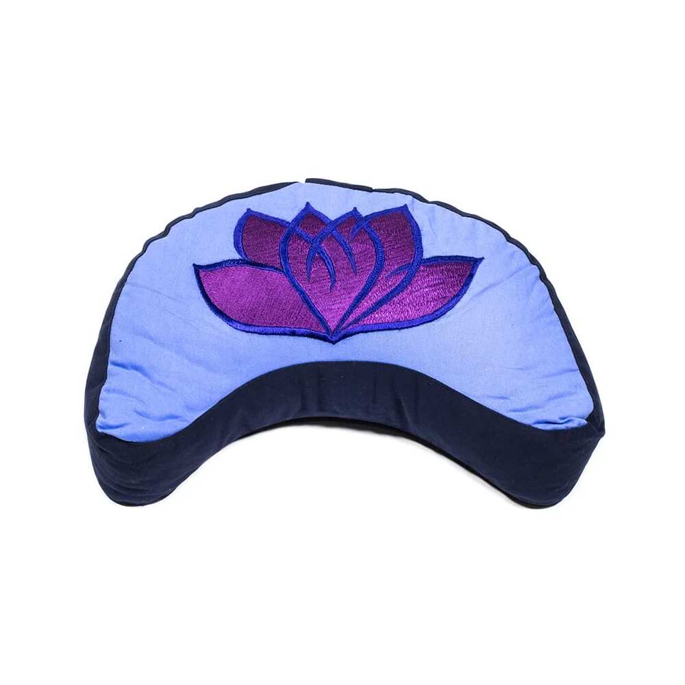 Meditationskudde halvmåne Lotus violett blå, 33x13 cm