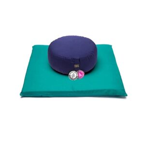 Meditationsset grön/indigo ekologisk bomull (OCS), 65x65x5 cm
