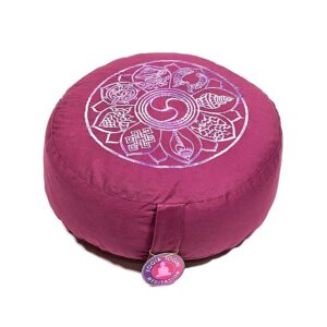 Meditationskudde ljus aubergine 8 Auspicious Signs, 33x17 cm