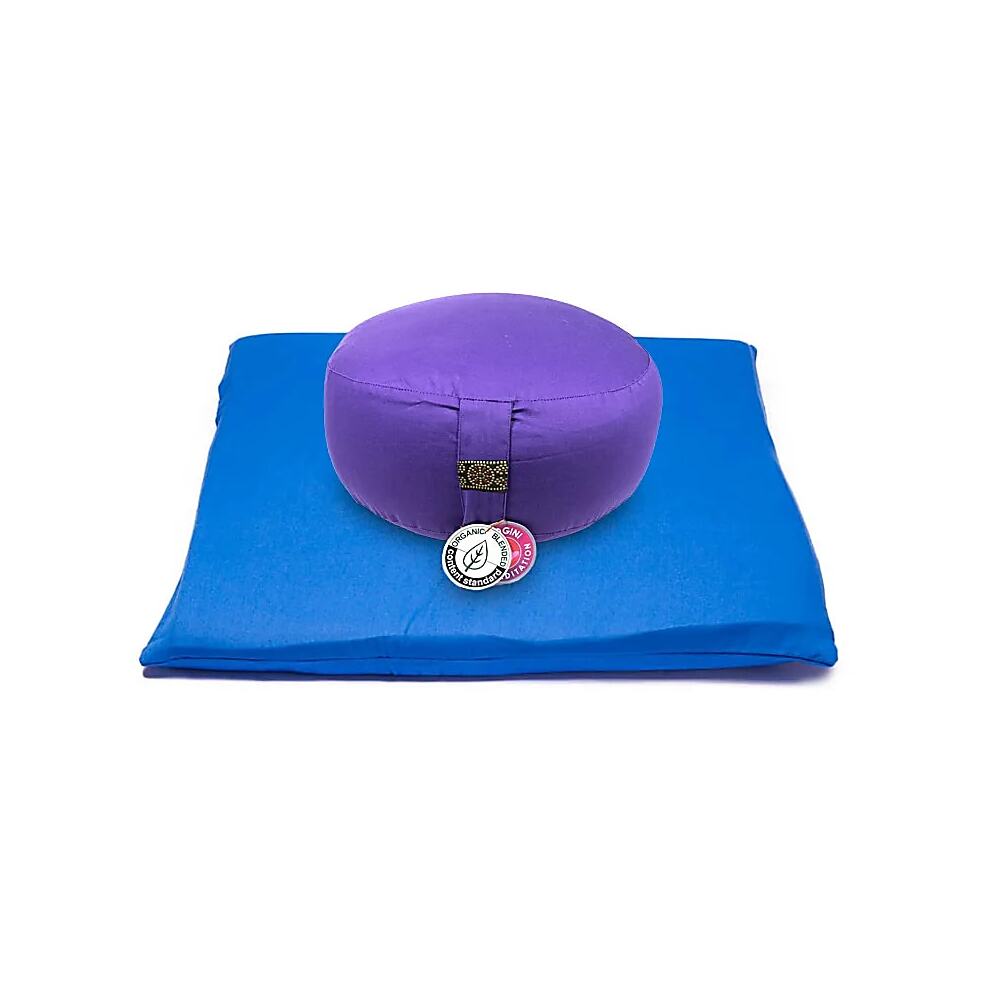 Meditationsset lila/blå ekologisk bomull (OCS), 65x65x5 cm