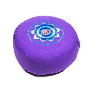 Meditationskudde violett med Aum-symbol, 33x17 cm