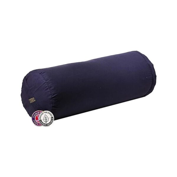 Bolster rund mörkblå ekologisk bomull (OCS), 60x16cm