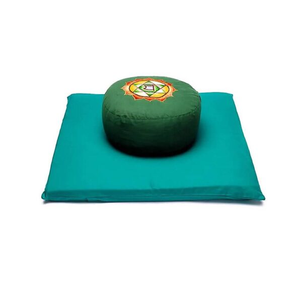 Meditationsset Chakra 4 Anahata grön, 65x65x5 cm