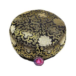 Meditationskudde Lotusdesign svart/gyllene, 33x17 cm