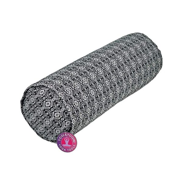 Yogabolster svart och vit rund, 60x16cm