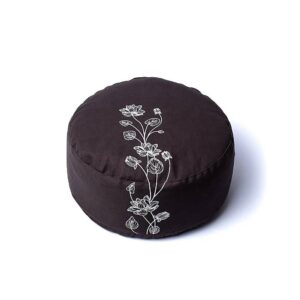 Meditationskudde lotusväxt antracit ekologisk bomull (OCS), 33x13 cm